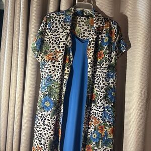 Sleeveless V-Neck Blue Women's Dress and duster size 16